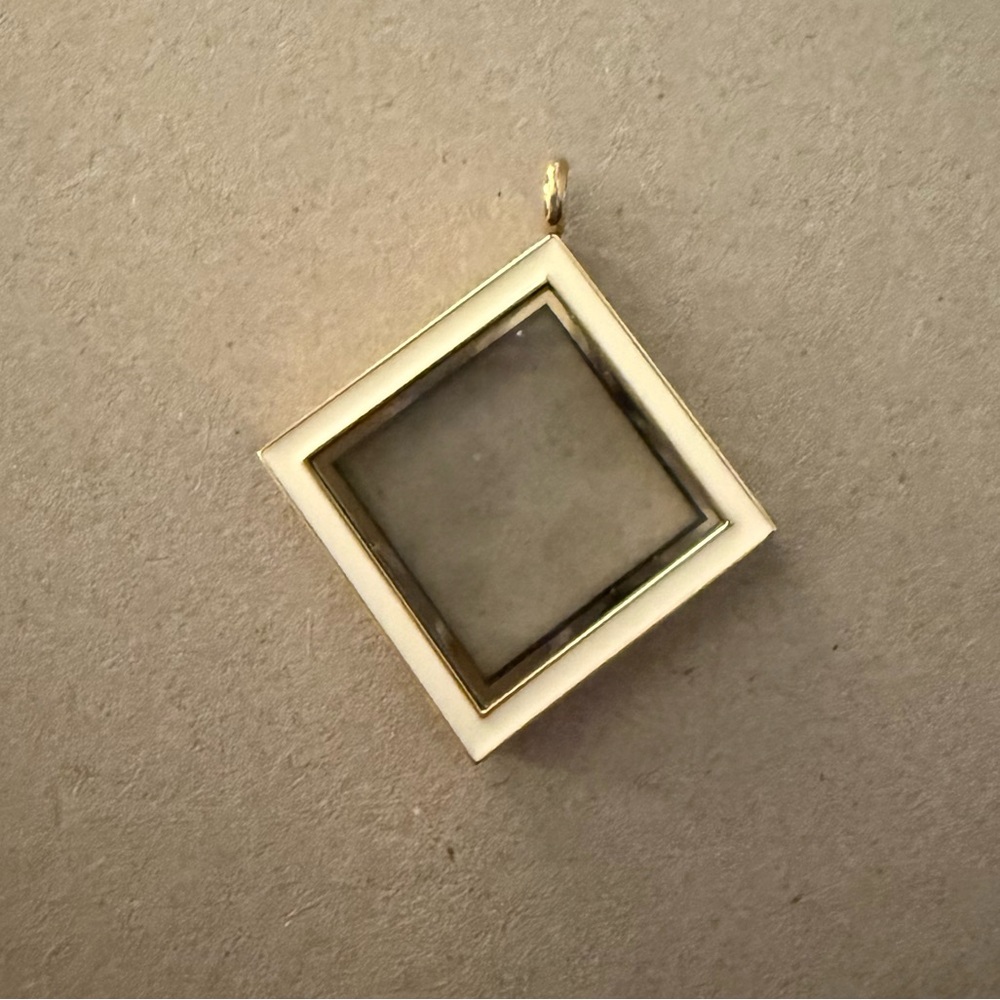 South Hill White Enamel Square Locket